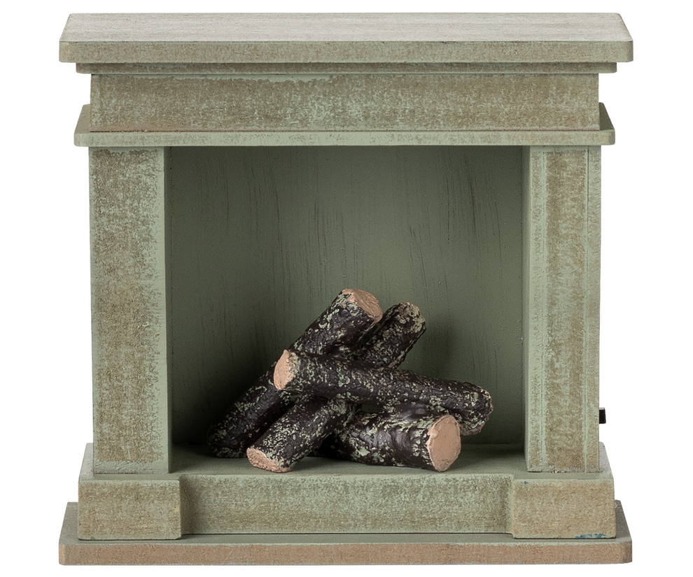 AW25- Maileg Fireplace, Miniature - Dusty Green