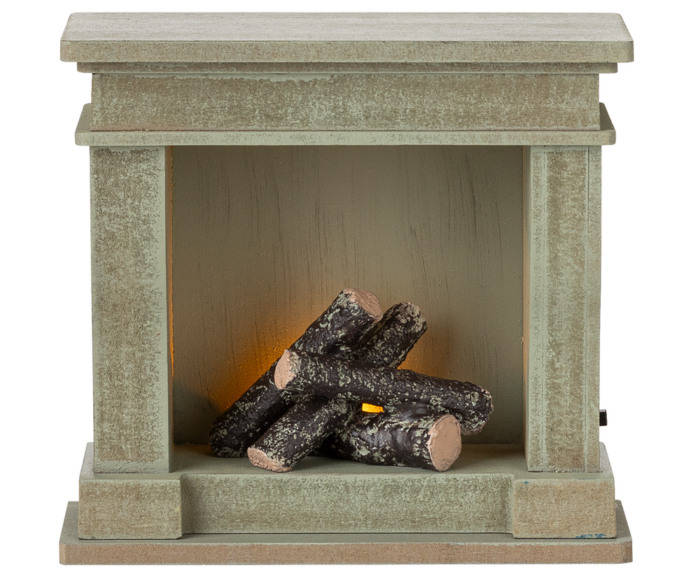 AW25- Maileg Fireplace, Miniature - Dusty Green