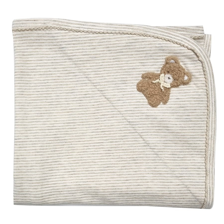 Albetta Appliqué Teddy Stripe Blanket - Radish Loves