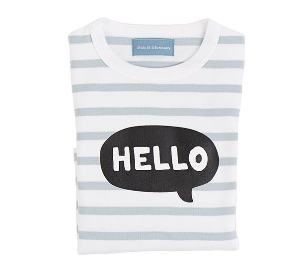 Bob & Blossom Breton Striped "Hello" T Shirt - Radish Loves