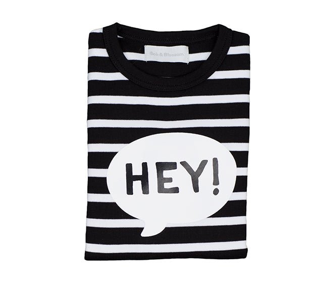 Bob & Blossom Breton Striped "Hey!" T Shirt - Radish Loves