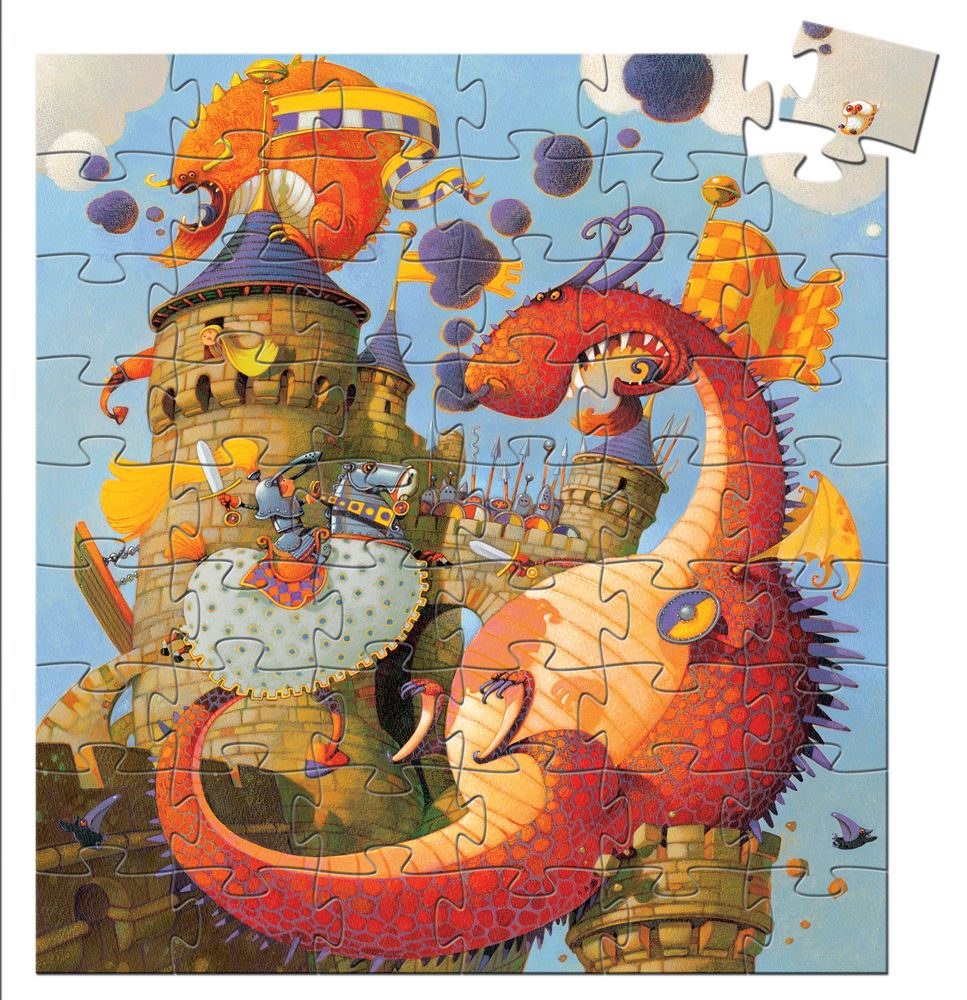 Djeco Silhouette Puzzle Valiant & The Dragon 54pcs - Radish Loves