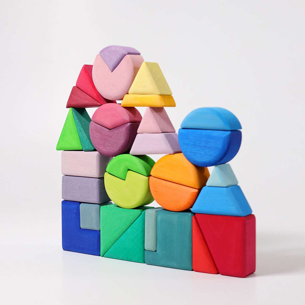 Grimm's Rainbow Building Set Triangle, Square, Circle - Radish Loves
