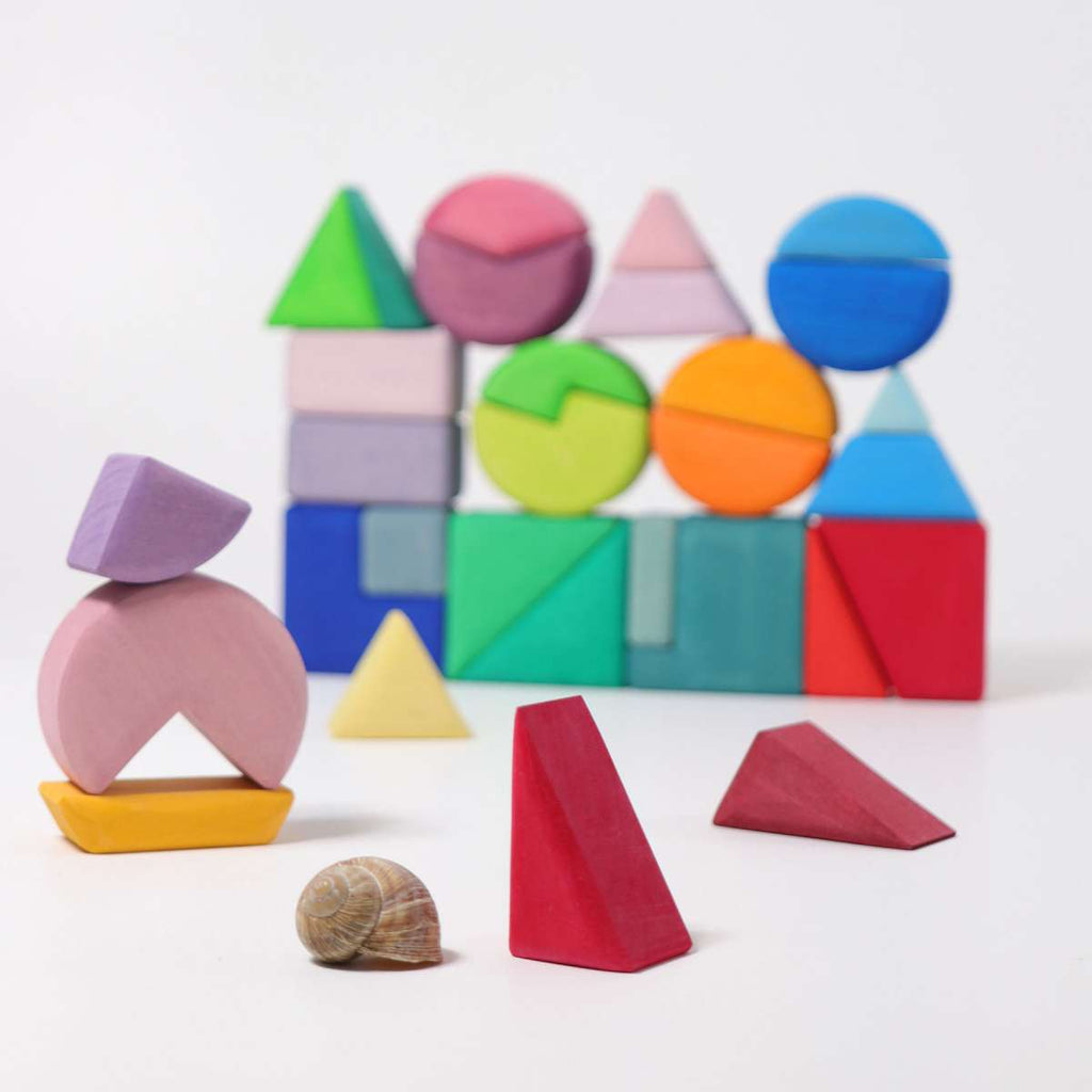Grimm's Rainbow Building Set Triangle, Square, Circle - Radish Loves