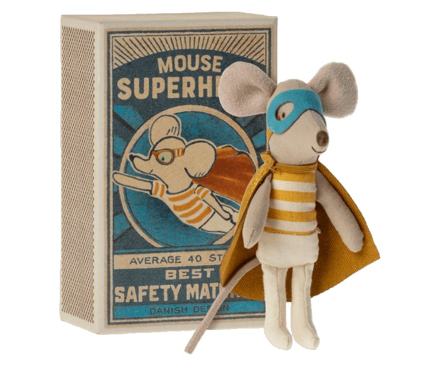 Maileg Super Hero Mouse Little Brother In Matchbox - Radish Loves