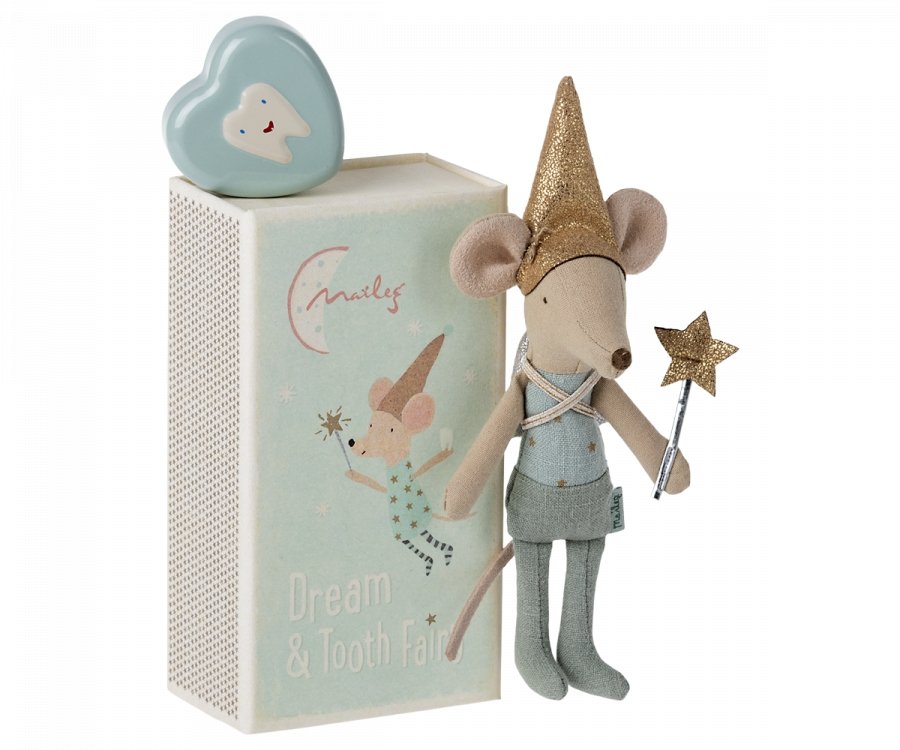 Maileg Tooth Fairy Mouse In Matchbox Blue - Radish Loves