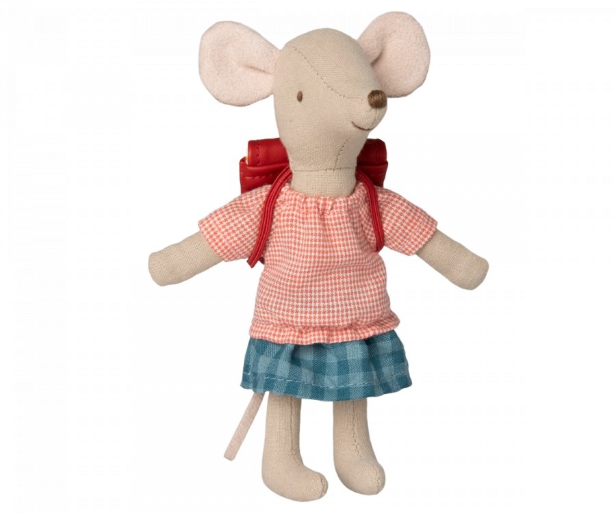Maileg Tricycle Mouse Big Sister With Bag - Red - Radish Loves