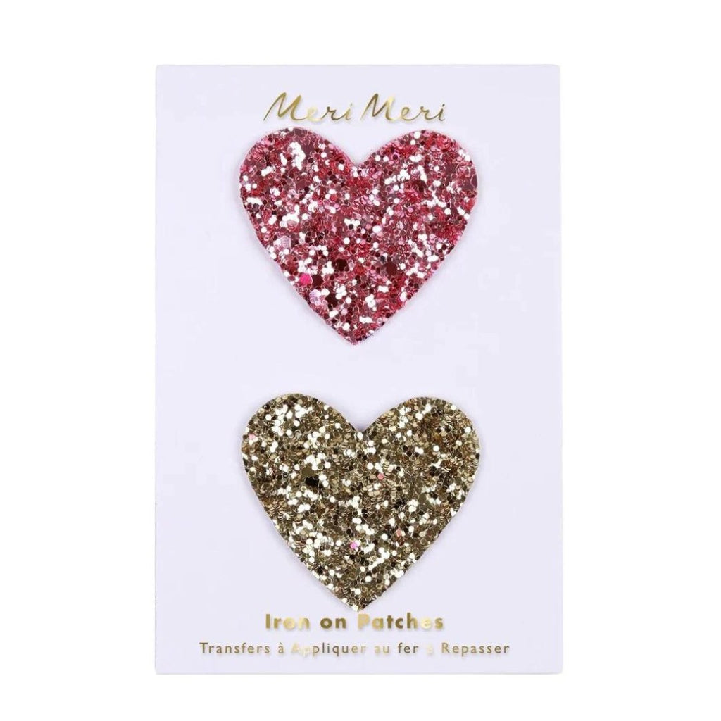 Meri Meri Glitter Heart Iron On Patches - Radish Loves