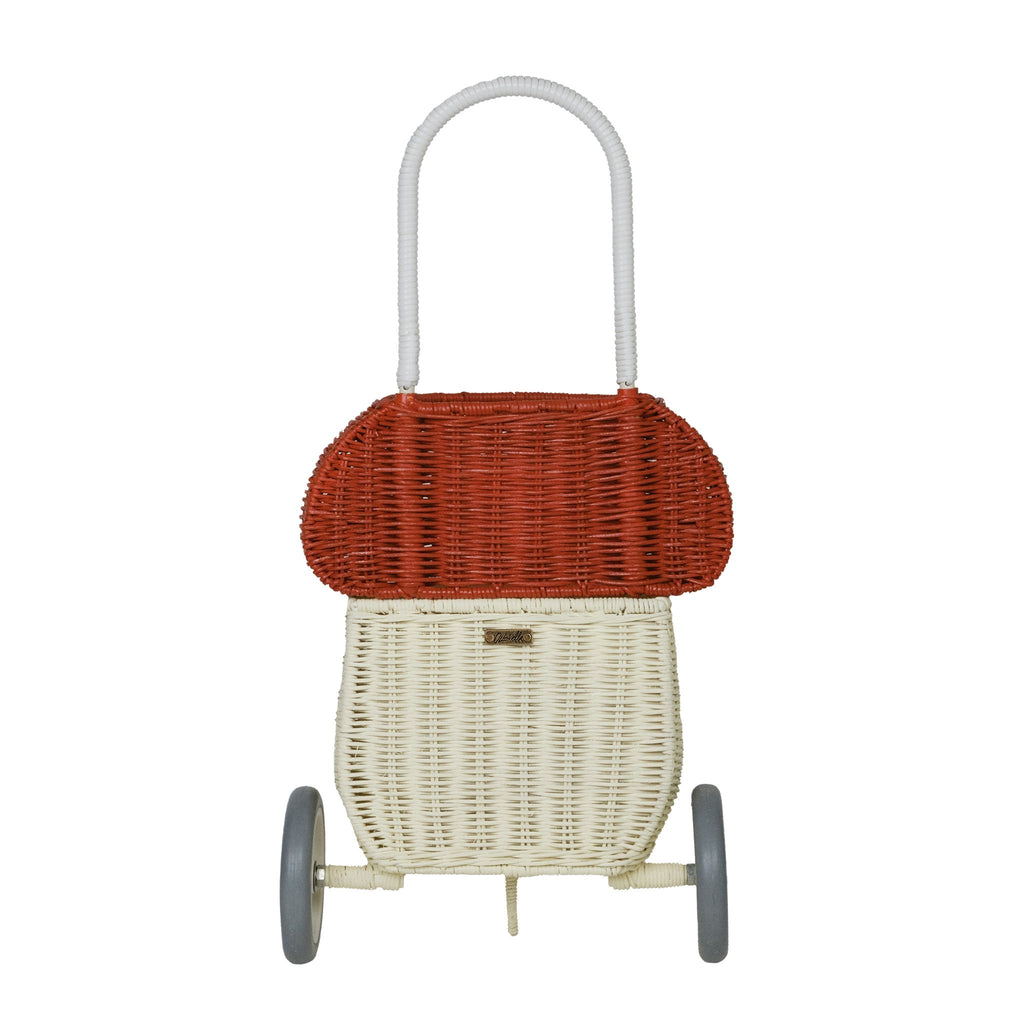 Olli Ella Rattan Mushroom Luggy - Red / White - Radish Loves