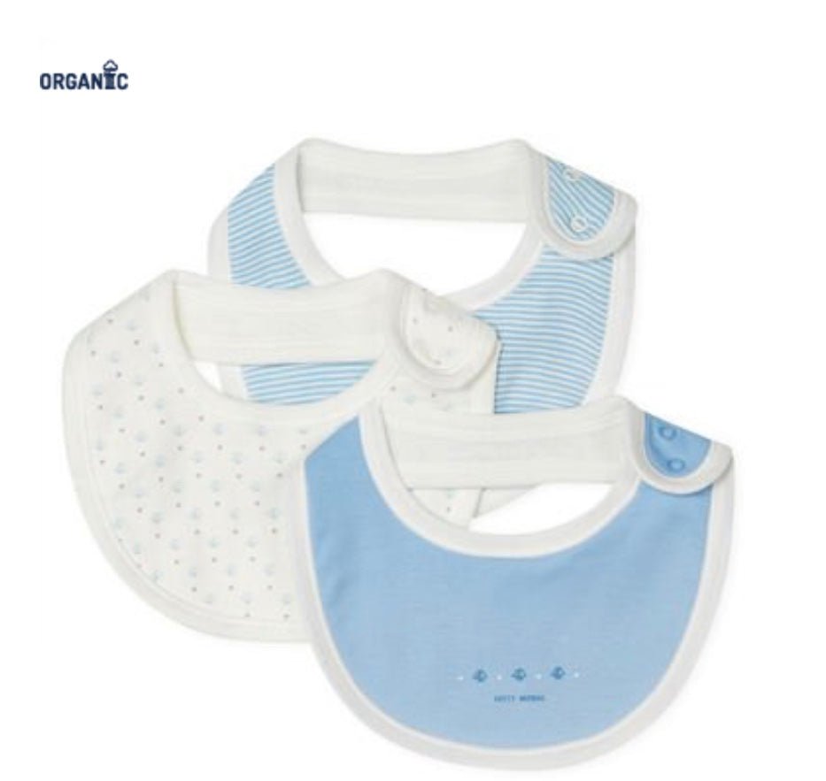Petit Bateau 3 Pack Of Bibs Blue - Radish Loves