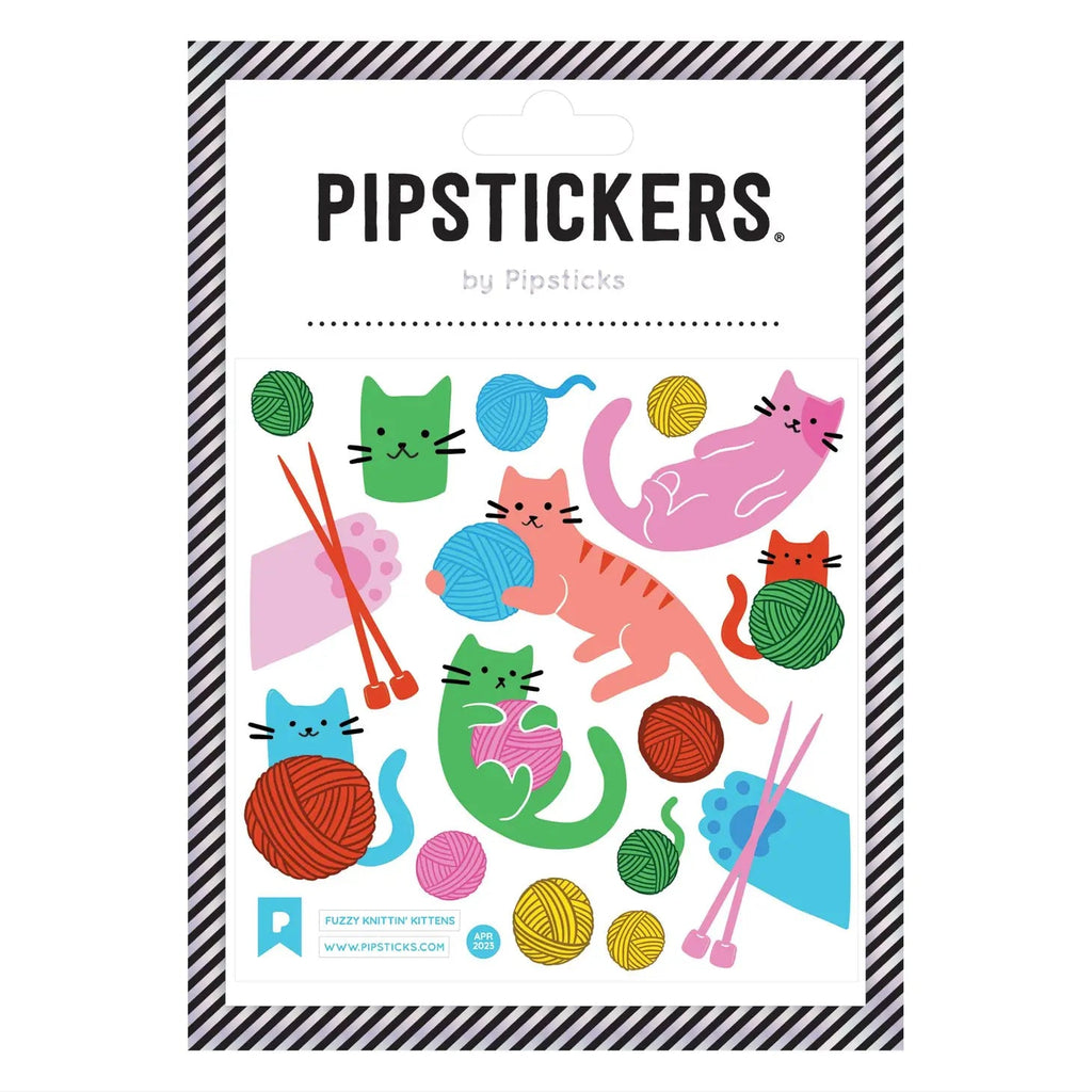 Pipsticks Fuzzy Knittin' Kittens Stickers - Radish Loves