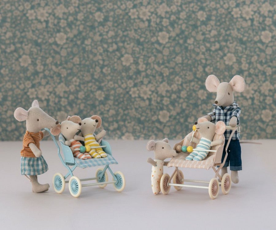 PRE ORDER Maileg Stroller Baby Mice - Mint - Radish Loves