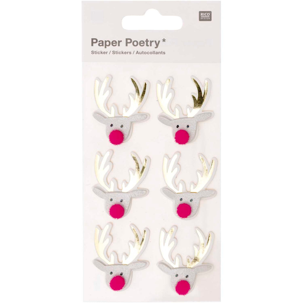 Rico Design Paper Poetry 3D Jolly Christmas Reindeer Stickers - Radish Loves