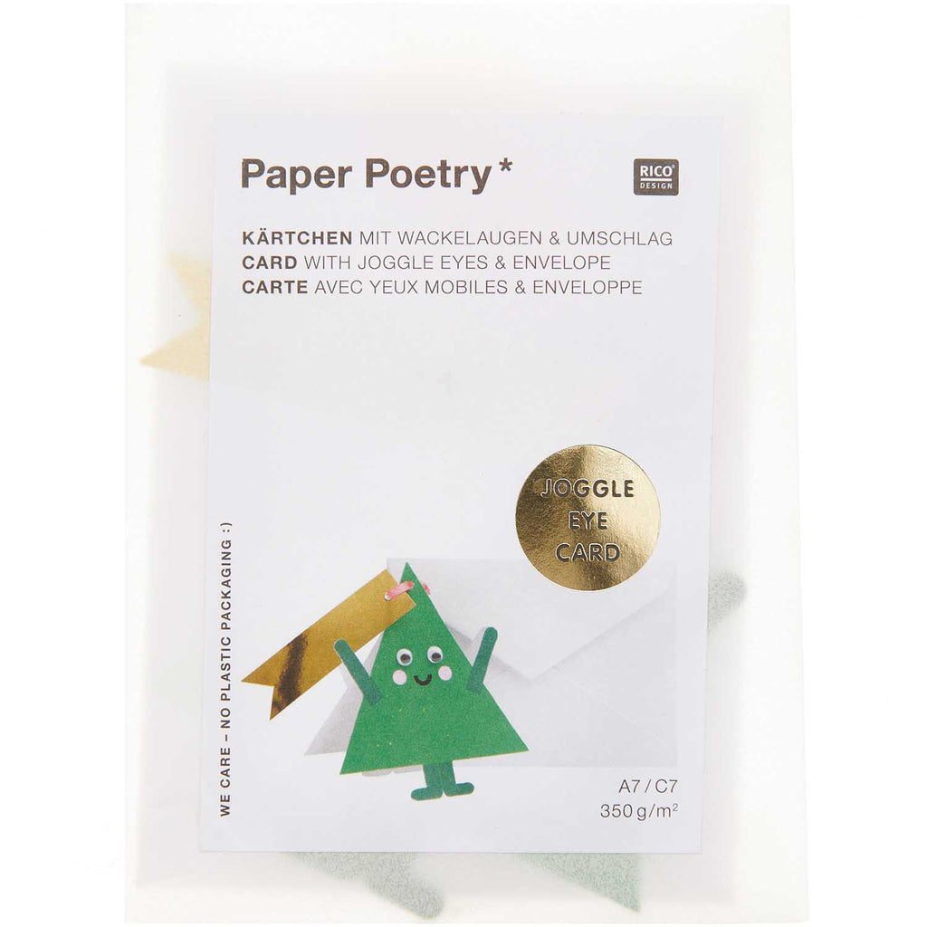 Rico Design Paper Poetry Card with Joggle Eyes, Merry Christmas Fir Tree - Radish Loves