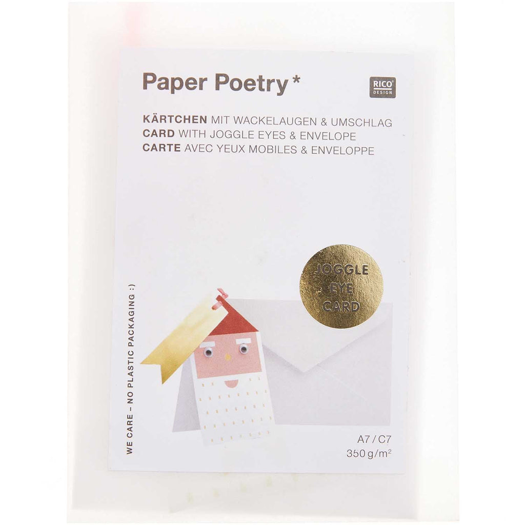 Rico Design Paper Poetry Card with Joggle Eyes, Merry Christmas Santa - Radish Loves