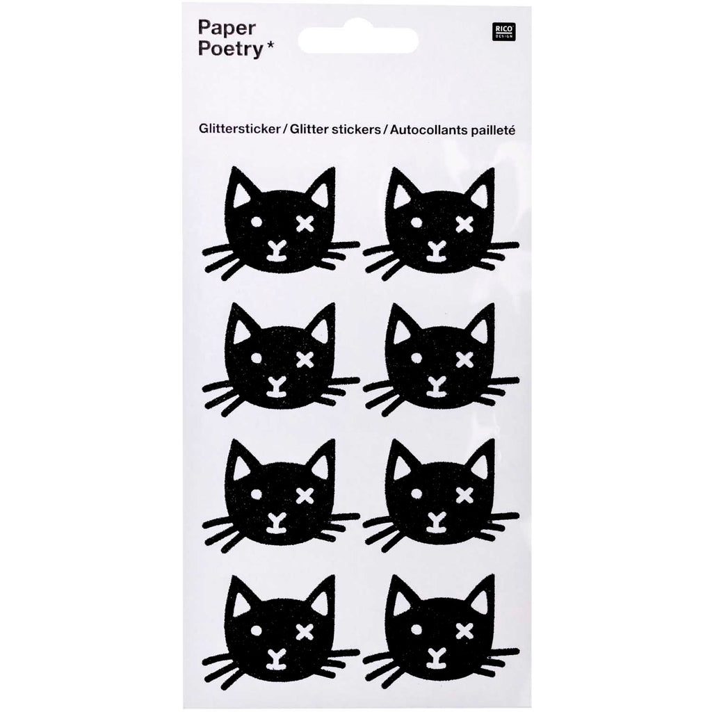 Rico Design Paper Poetry Glitter Stickers Black Cats - Radish Loves