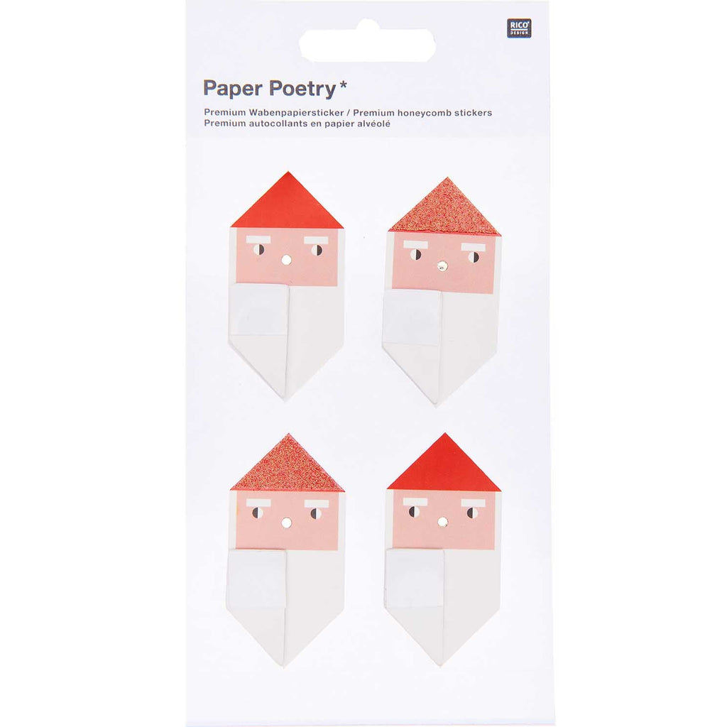 Rico Design Paper Poetry Merry Christmas Honeycomb Santa Stickers - Radish Loves