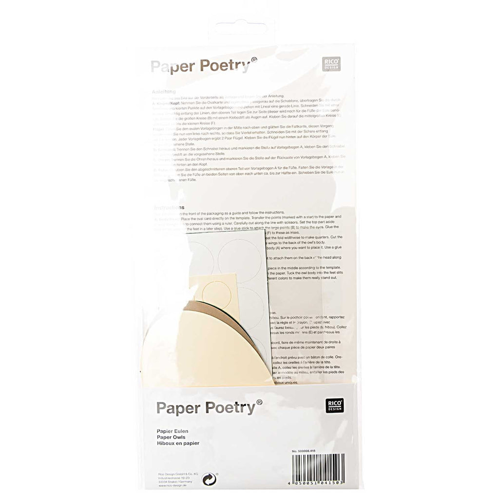 Rico Design Paper Poetry Owl Activity Kit - Radish Loves