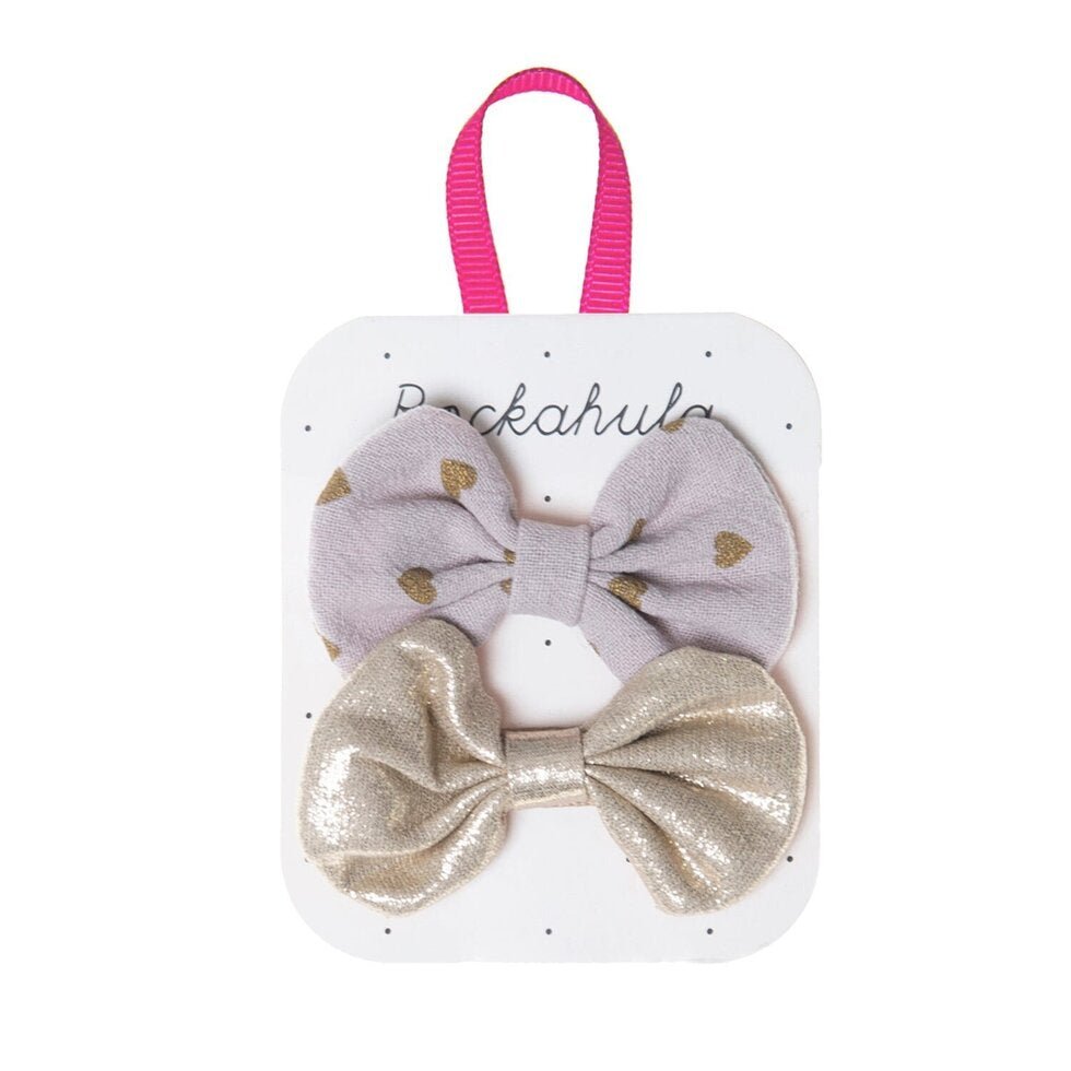 Rockahula Scattered Heart and Gold Bow Clips - Radish Loves