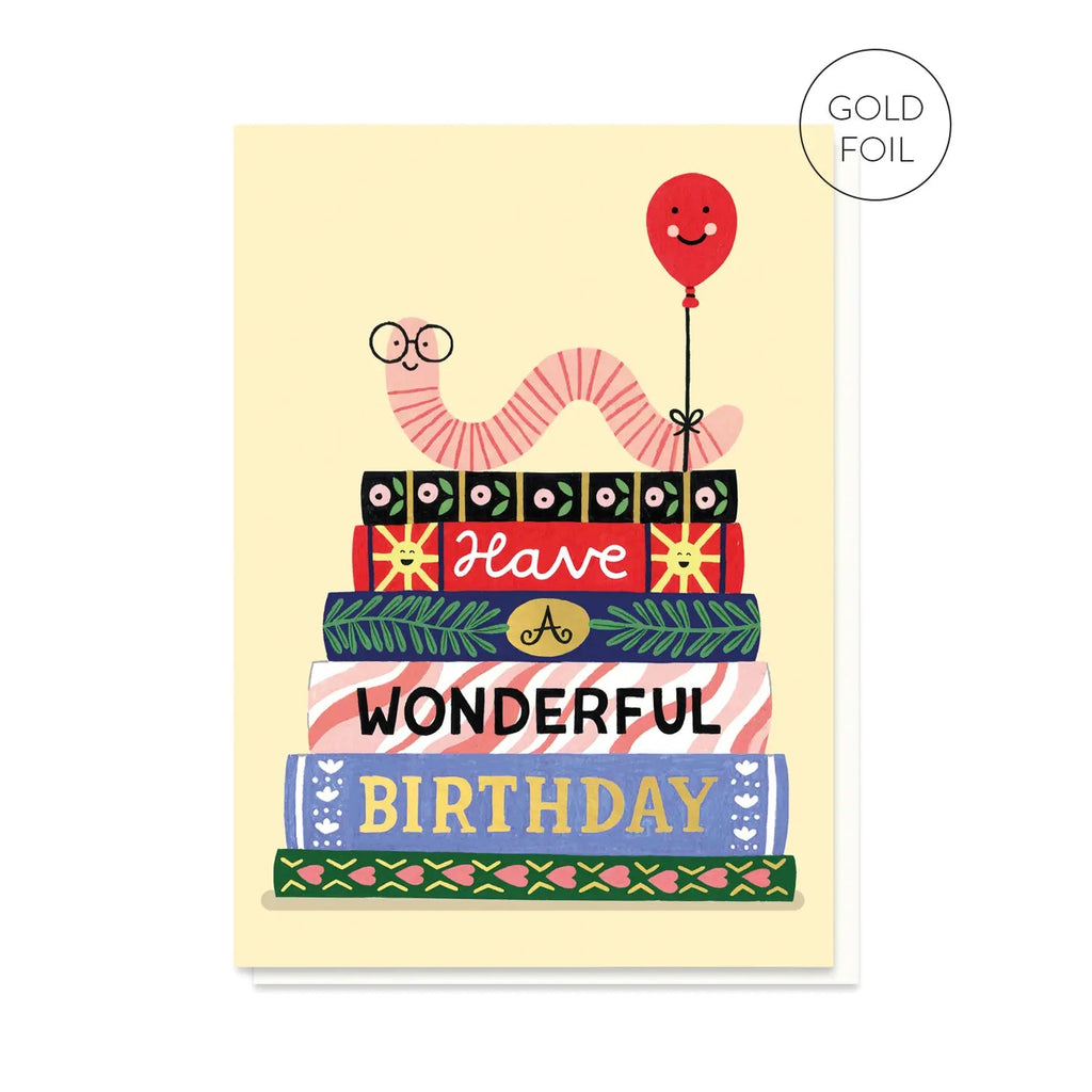 Stormy Knight Bookworm Birthday Card - Radish Loves